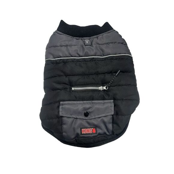 Kong dogs medium black gray puffer vest with zipper pockets treats - Picture 1 of 6